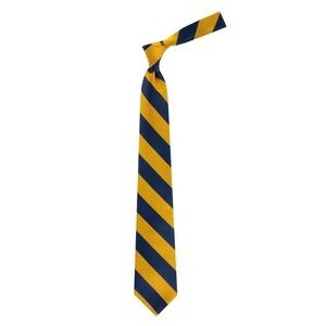 J. Press 100% Silk Navy Yellow Gold Guard Stripe Silk Repp Tie Hand Made in USA
